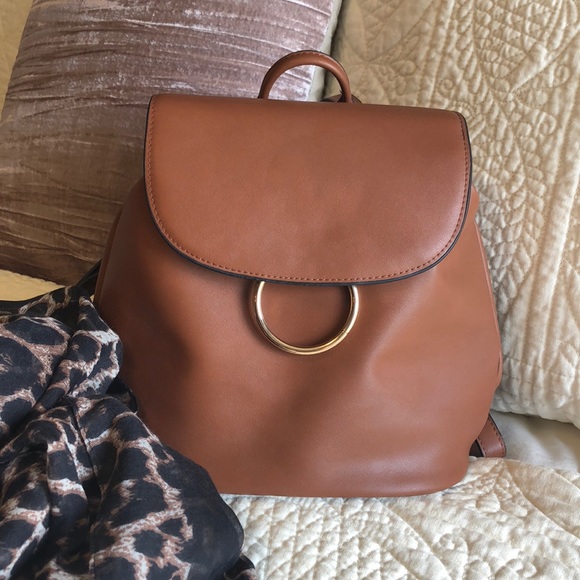 Forever 21 Handbags - F21 Faux leather cognac backpack purse